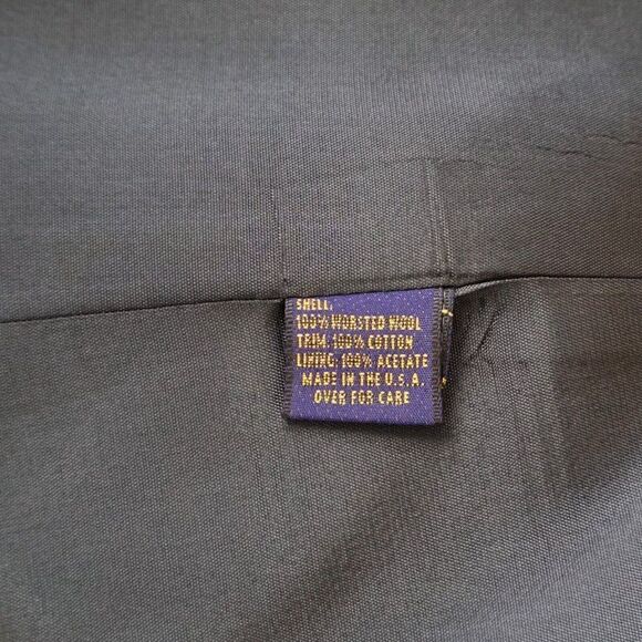 Brooks Brothers Women Jacket Sz 10 Gray Worsted Wool USA Made Brown Velvet Trim - Picture 9 of 9